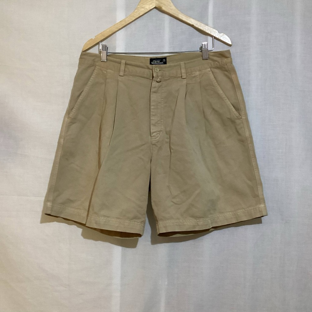 Evergreen Chino Walkshorts Mens Size 36 Khaki Twill Pleated Front 100% Cotton